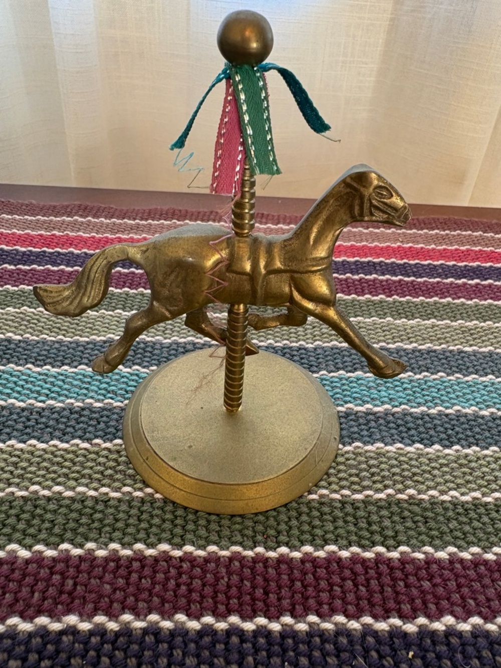 Brass Carousel Horse Figurine - Gold Tone